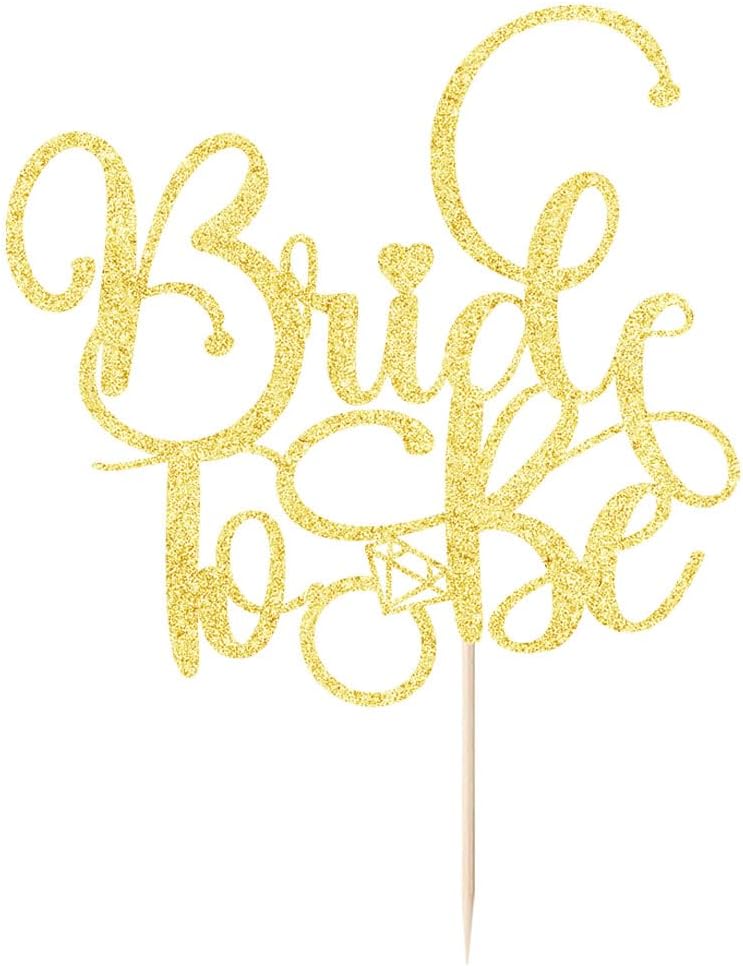 Gtseryeio Bride to Be Cake Topper,golden Glitter Ring Cake Decoration Wedding Bridal Shower Theme Party Cake Decoration Supplies