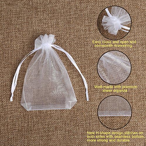 Hopttreely 100PCS Premium Sheer Organza Bags, White Wedding Favor Bags, 4×4.72 Jewelry Gift Bags for Party, Jewelry, Christmas, Festival, Bathroom Soaps, Makeup Organza, Wrapping Supplie