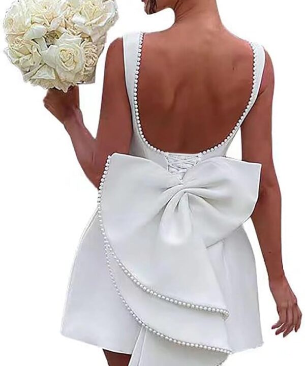 Fivsole Short Wedding Dress 2025 Lace Applique White Short Bridal Shower Dress Mini Homecoming Dresses