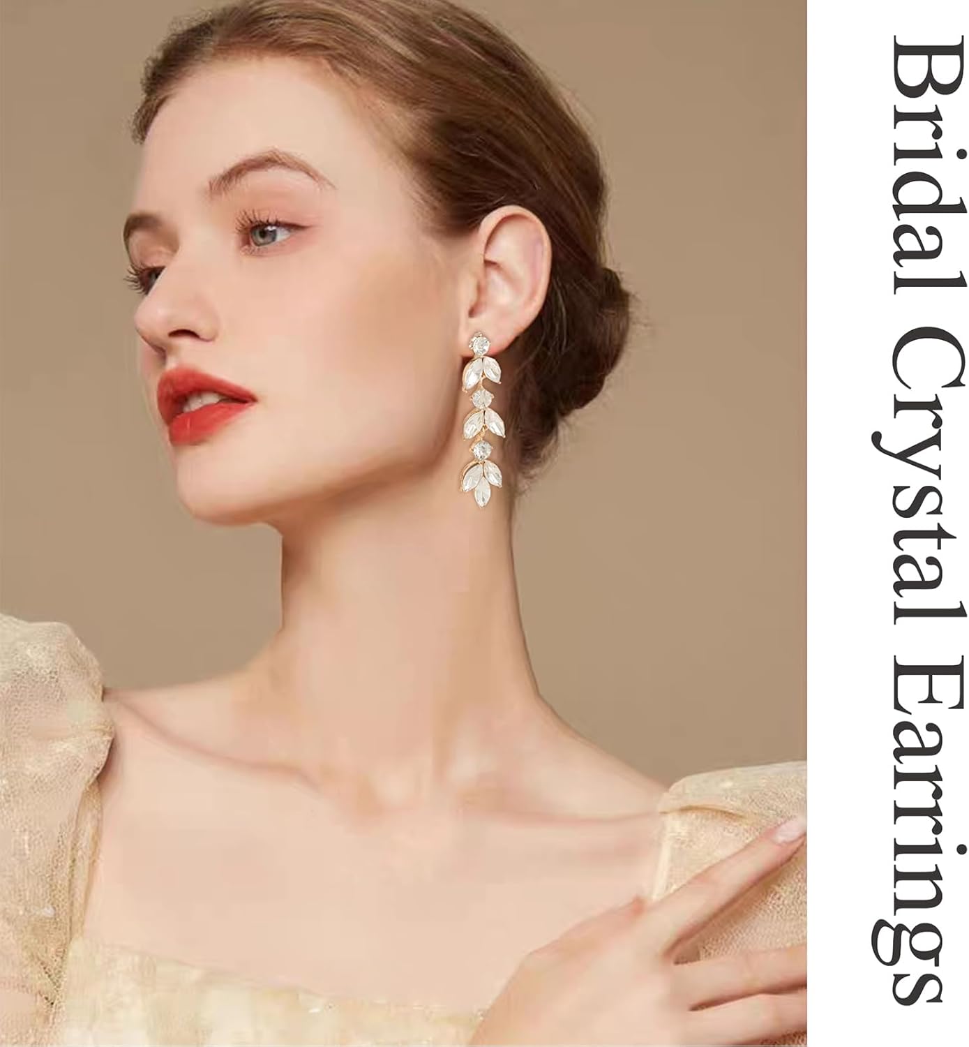 Wedding Rhinestone Dangle Earrings Elegant Bridal Crystal Drop Earrings for Women Bridesmaids Guest Party Prom