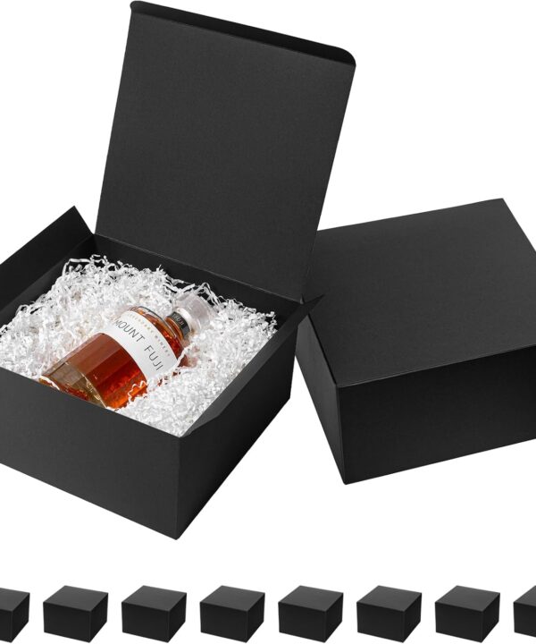 Mcfleet Black Gift Boxes with Lids 10x10x5 Inches 10 Pack Groomsmen Proposal Cardboard Gift Box for Presents, Christmas, Wedding, Graduation, Holiday, Birthday Craft Present Packaging