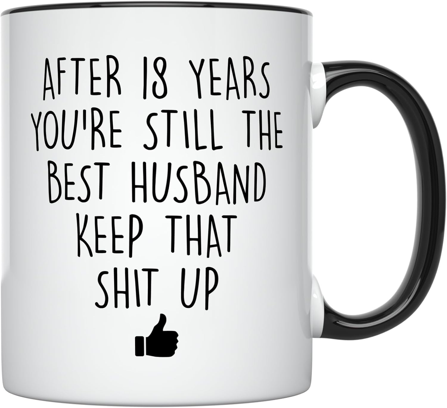 YouNique Designs 18 Year Anniversary Coffee Mug for Him, 11 Ounces, 18th Wedding Anniversary Cup For Husband, Eighteen Years, Eighteenth Year, 18th Year (Black Handle)