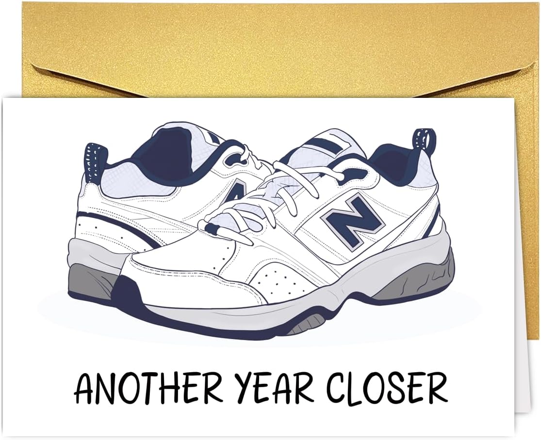 COLINHELIN Funny Dad Shoes Birthday Card Gift for Daddy Husband Grandpa Uncle, Celebrate 30th, 40th, 50th 60th Birthday for Him, Perfect for Old Men Aging Gracefully.