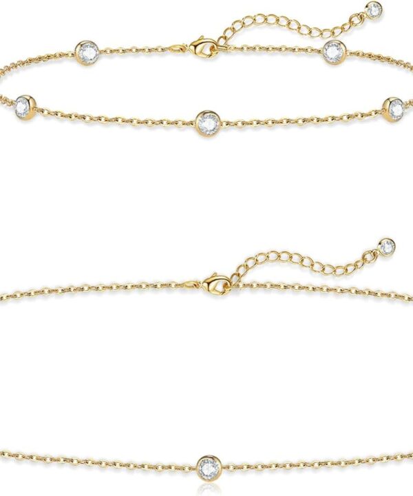 LULII Tennis Necklace Bracelet for Women, Dainty Sterling Sliver Choker Necklace Crystal Link Bracelet Stud Earrings for Women Wedding Jewelry for Bride Jewelry Set Accessories