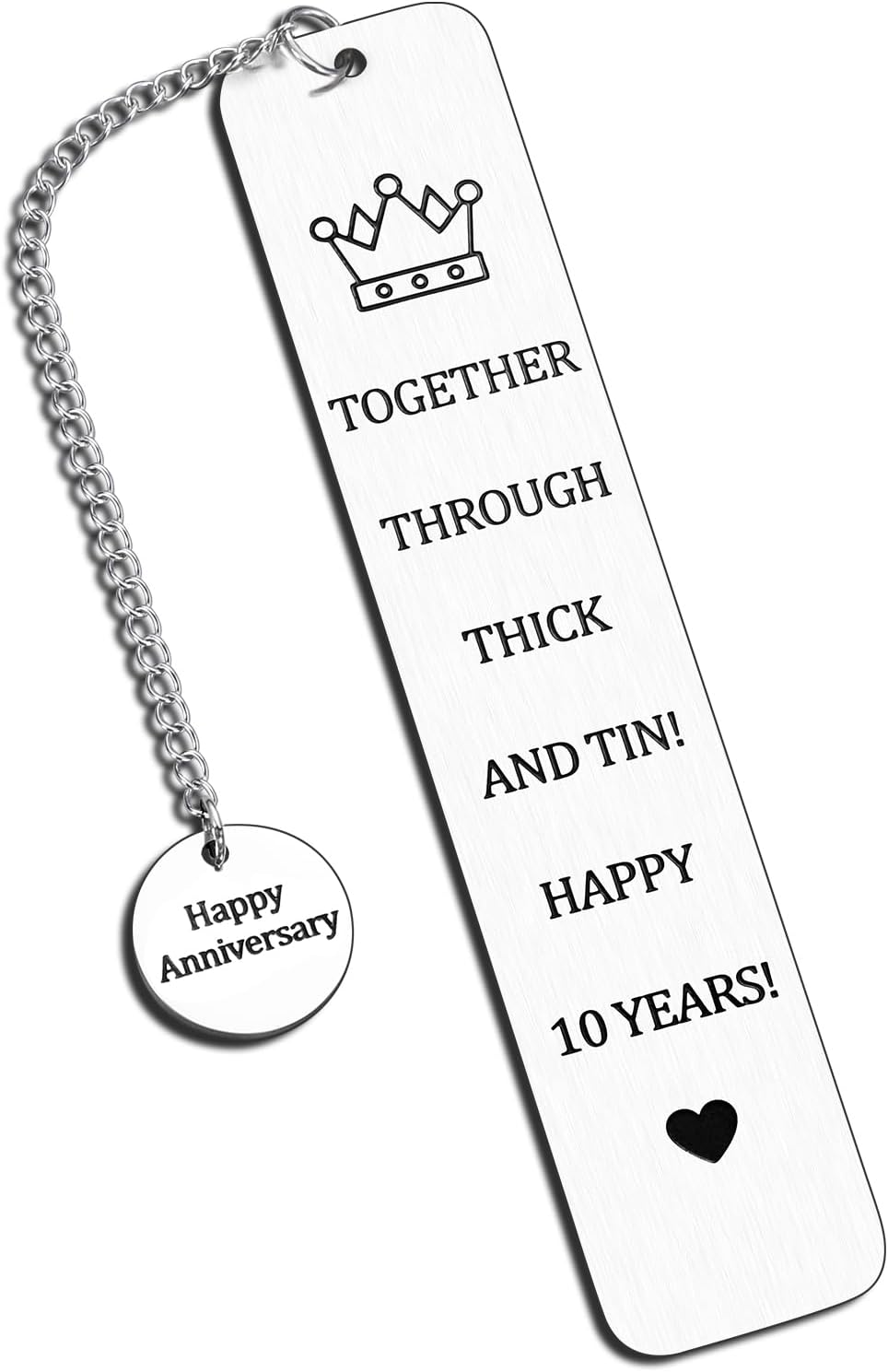 10 Year Anniversary Bookmark for Him Her 10th Anniversary Tin Gifts for Wife Husband Couple Gifts for 10th Wedding Anniversary for Book Lover Gifts Bookmark for 10th Tin Anniversary