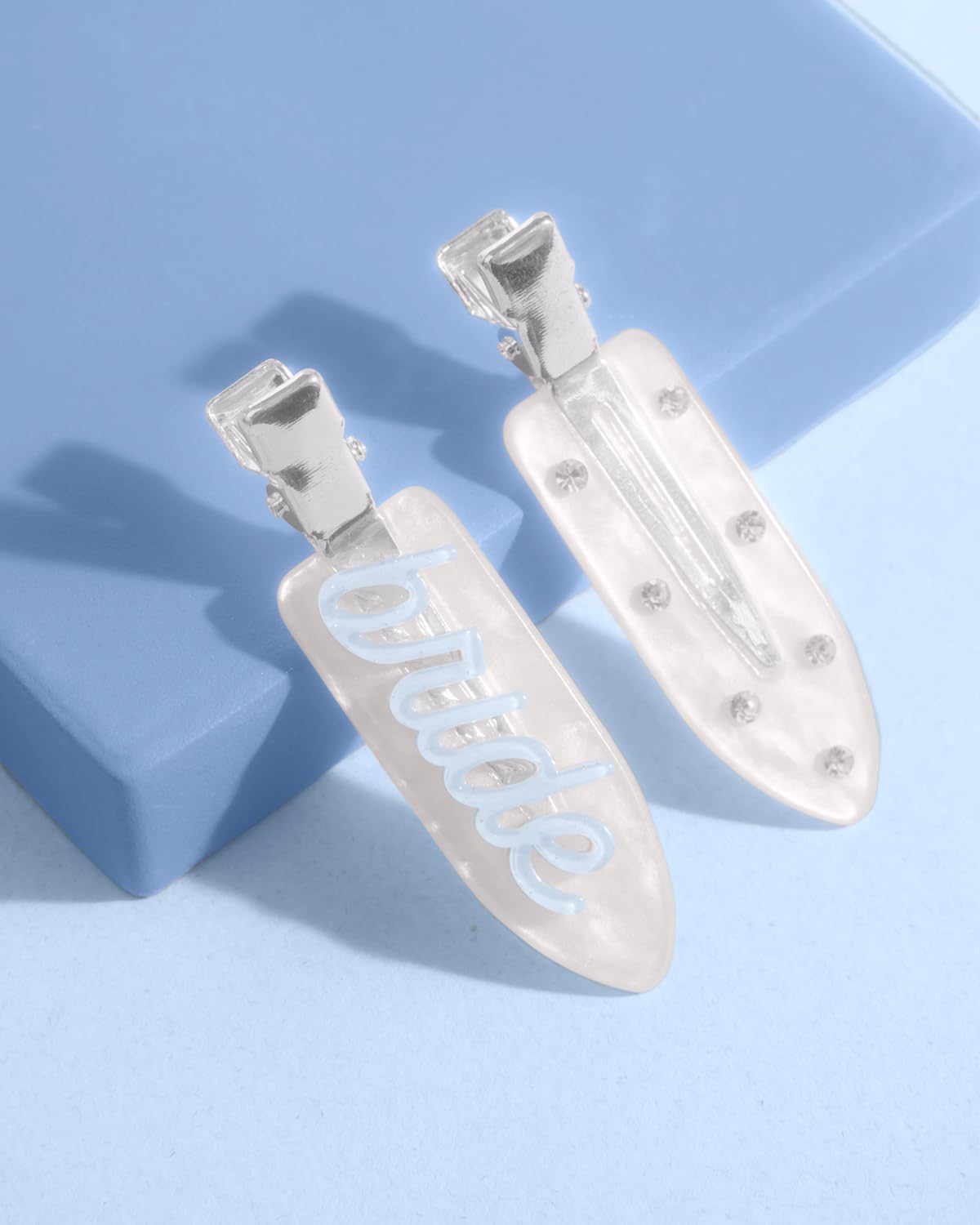 xo, Fetti Bride Beauty Clips – 4 pc | Bachelorette Party, Blue White Bridal Hair Clip, Wedding Get Ready With Me, Bridal Shower Favor, Wedding Accessory