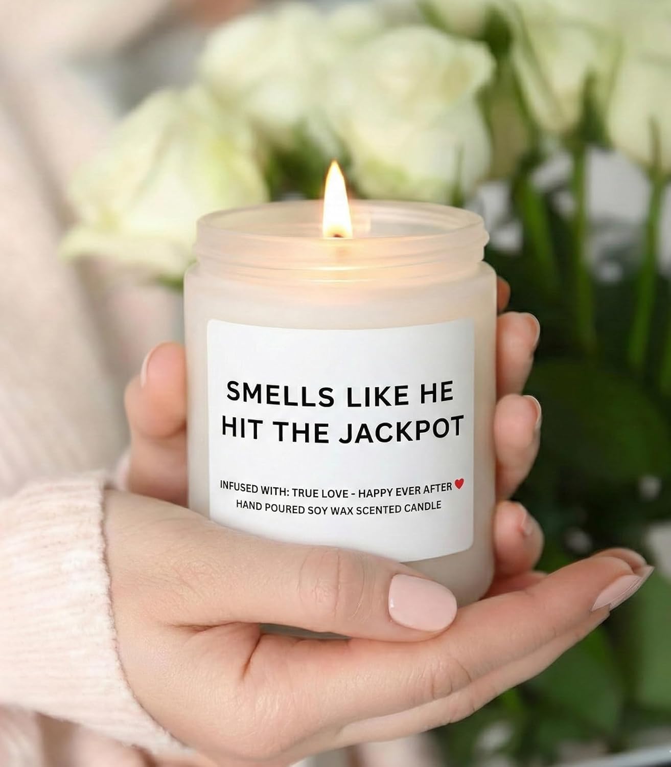 Funny Bridal Shower Gifts for Bride, Engagement Gifts for Women, Couples & Her, Bride to Be, Bachelorette Party Gift Ideas, Wedding Day Gift, Smells Like He Hit The Jackpot Candle