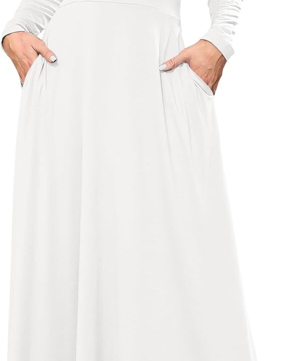 AUSELILY Womens Long Sleeve Maxi Dress 2025 Fall Dress V Neck Wrap Waist Formal Long Dresses with Pockets