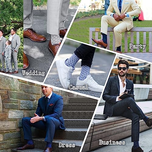 Socks For Men Groomsmen Gifts For Men Dot Christmas Dress Socks Wedding 9-13 100% cotton Casual Crew Socks
