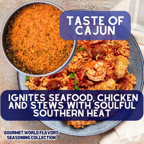 Gourmet World Flavors Seasoning Collection | Non GMO Verified | 6 Magnetic Tins | Spice Blends | Crafted in Small Batches by Gustus Vitae | #68