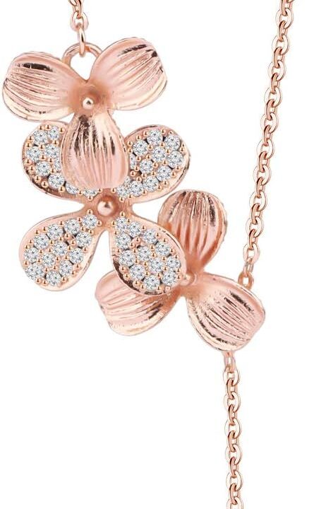 Orchid Flower Necklace with Teardrop Pearl Wedding Jewelry Bridesmaids Gifts