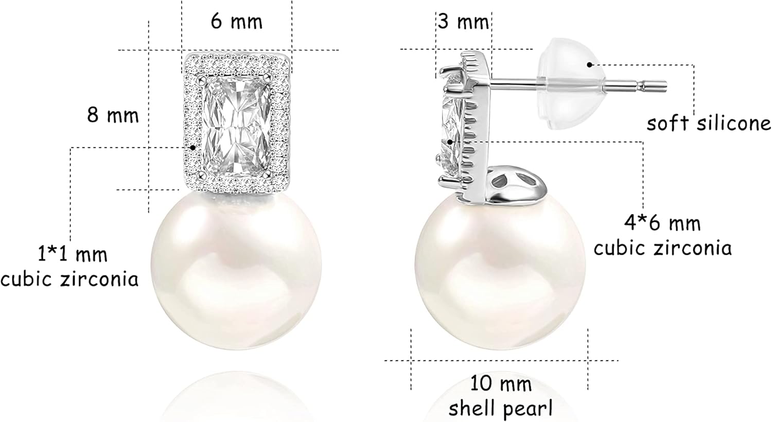 925 Sterling Silver Hoop Handpicked AAA+ Quality 7.5-8mm White Freshwater Cultured Pearl Dangle Drop Earrings Jewelry for Women