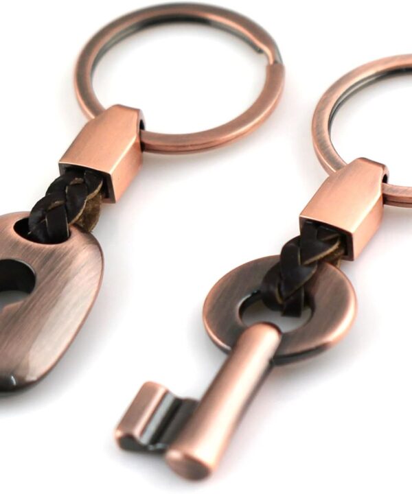 maycom Creative Fashion Leather Couple Keychain Key Chain Ring Keyring Key Fob Key & Lock 83513-2(Copper)