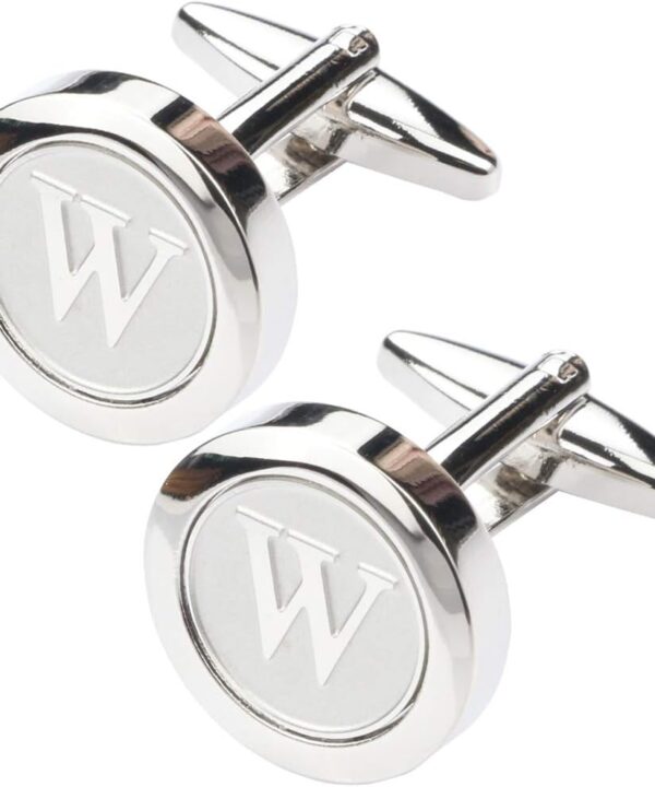 Mens Classic Stainless Steel Initial Cufflinks 26 Alphabet Initial Letter Cufflinks Business Wedding Shirts A-Z