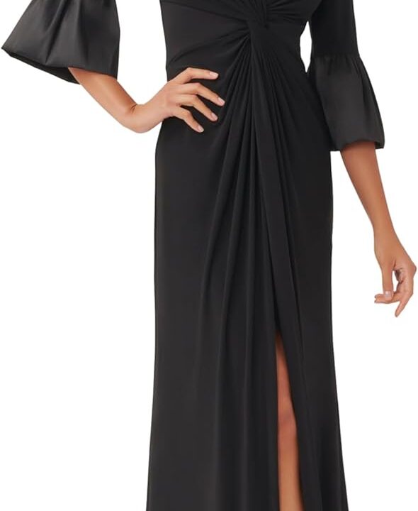 Adrianna Papell Womens Twist Front Jersey Gown