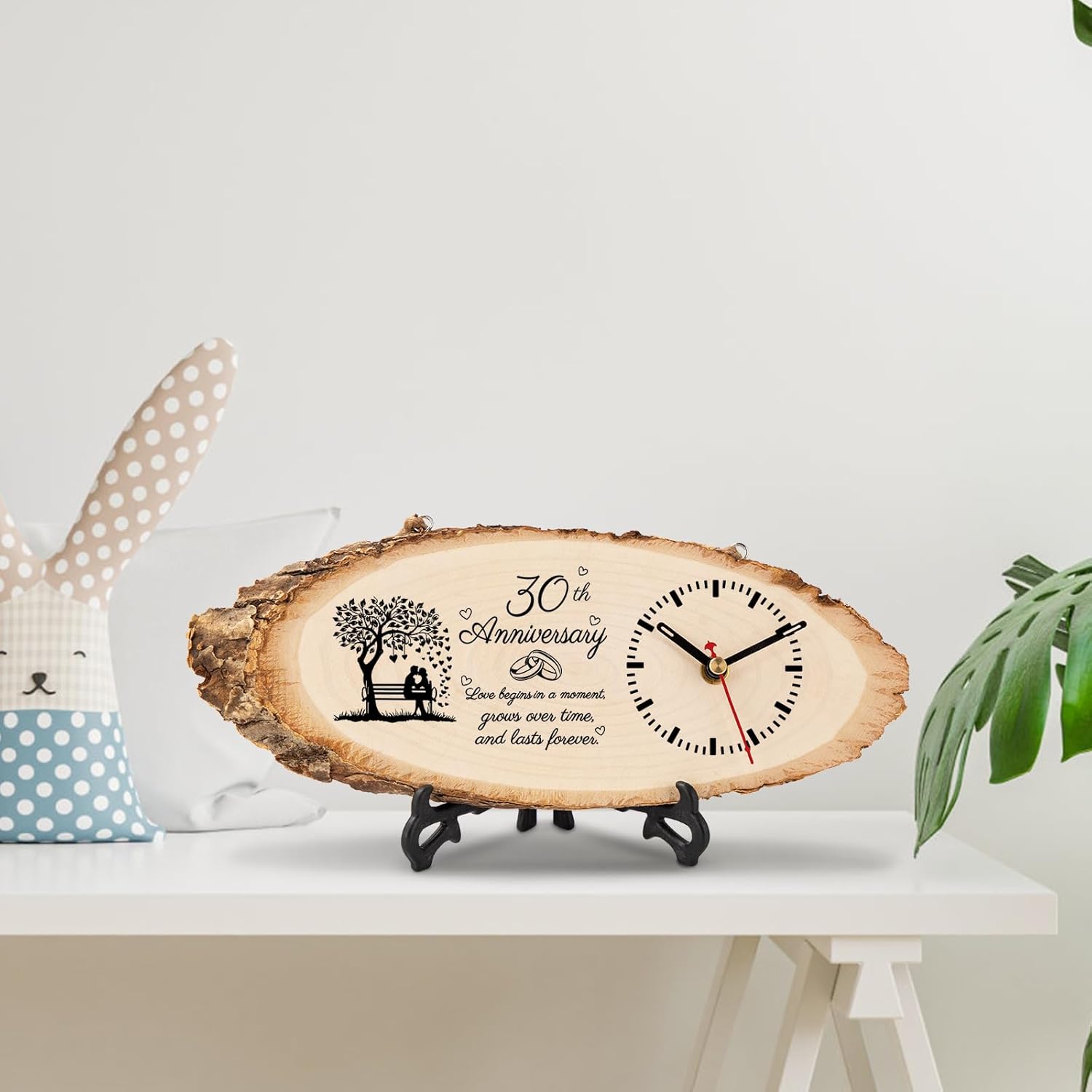 BeauGift 30th Anniversary Wood Gifts for Husband Couples, 30th Wedding Anniversary Keepsake Gifts for Him Her, 30 Years Anniversary Marriage Gift Ideas Wooden Clock