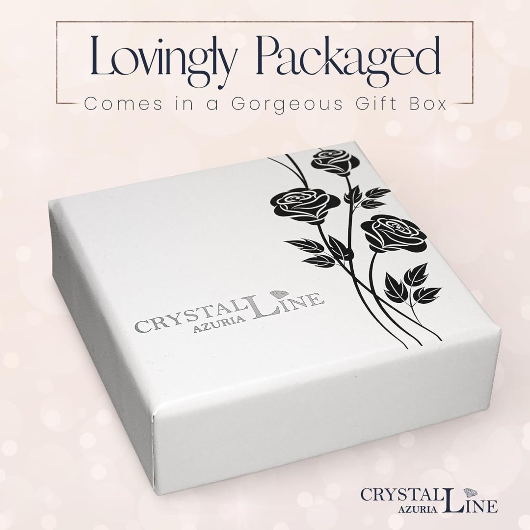 Crystalline Azuria Women 18K Gold Plated White Crystal Roses Flowers Necklace and Earrings Set for Women Wedding Party Bridal Bridesmaid Accessories