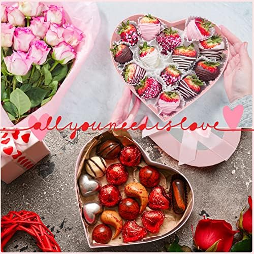 Thenshop 3 Sets Valentines Heart Shaped Boxes for Flowers Mothers Day Gift Packaging with Transparent Window Lids for Luxury Flower Arrangements Flower Box Gift Wrap Boxes for Wedding Birthday(Pink)