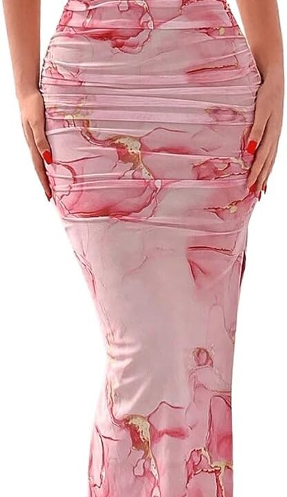 Floerns Women's Floral Print Off Shoulder Short Sleeve Ruched Bodycon Long Dress