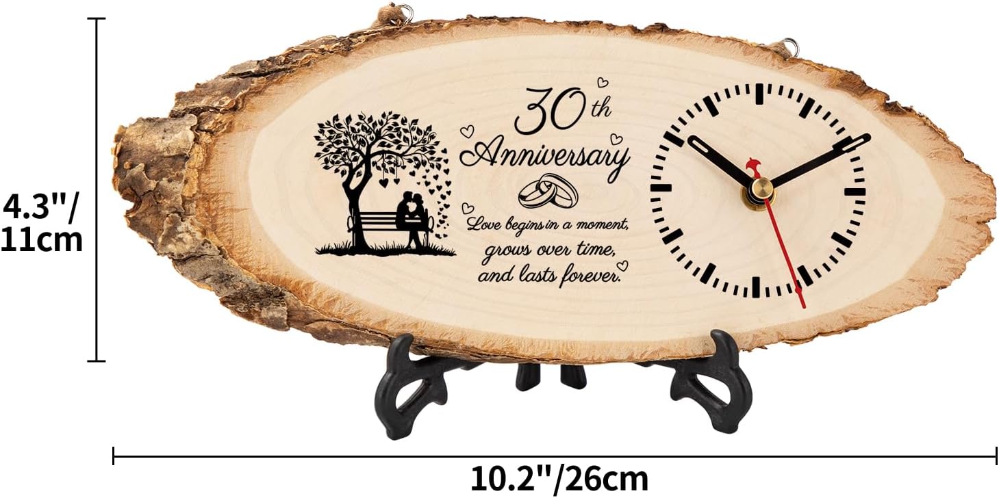 BeauGift 30th Anniversary Wood Gifts for Husband Couples, 30th Wedding Anniversary Keepsake Gifts for Him Her, 30 Years Anniversary Marriage Gift Ideas Wooden Clock