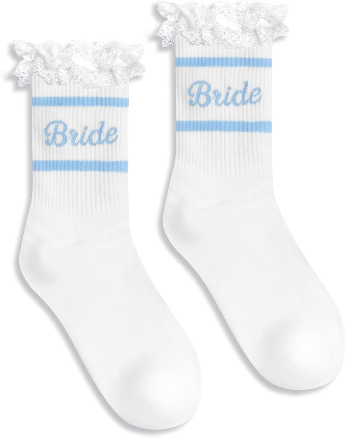 Ruffle Bride Socks White Blue Bride To Be Something Blue Gift Honeymoon Essentials Bachelorette Party Favors