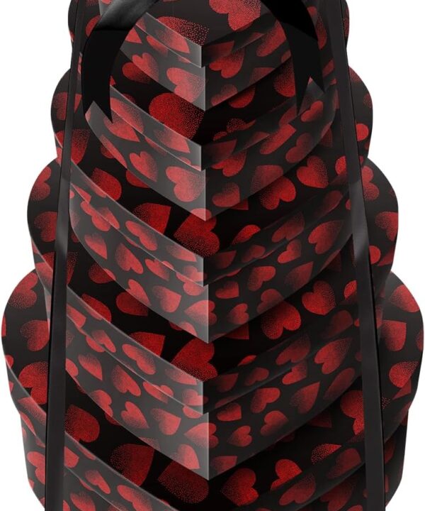 Linelglobal Heart Gift Box with Lid for Flower, Present, Valentine Day, Birthday, Anniversary, Wedding, Bridesmaid 5 Flower Box Assortment Size Stackble - Black