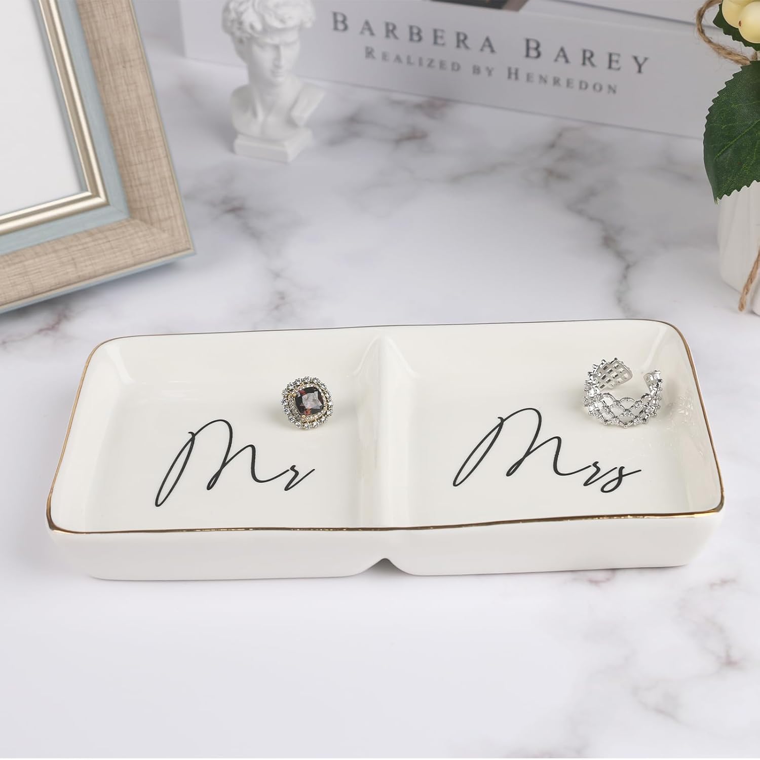 Engagement Ring Dish Future Mr and Mrs Gifts Ring Dish Wedding Ring Holder Jewelry Dish, Bridal Shower Gift for Bride to be Wedding Engagement Gifts for Her/Couples/Newlyweds Women