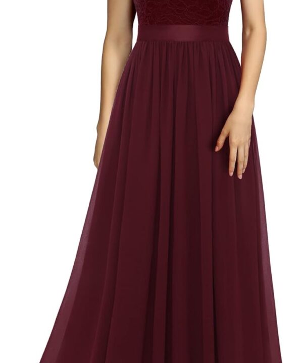 Dressystar Women's V Neck Sleeveless Lace Bridesmaid Dress Wedding Party Gown