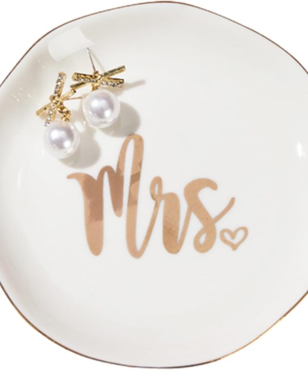 Mrs. Ring Dish Engagement Wedding Ring Holder Jewelry Dish Tray, Engagement Wedding Gifts for Couples Bridal Shower Gifts Bachelorette Gifts for Bride Future Mrs. Gift