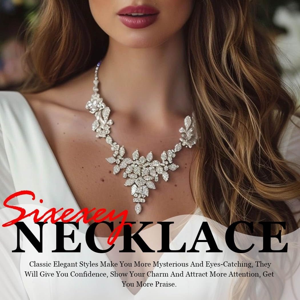 Sixexey Rhinestone Jewelry Set Sparkly Prom Jewelry Necklace Wedding Necklace Jewelry Accessories for Women (Gold)