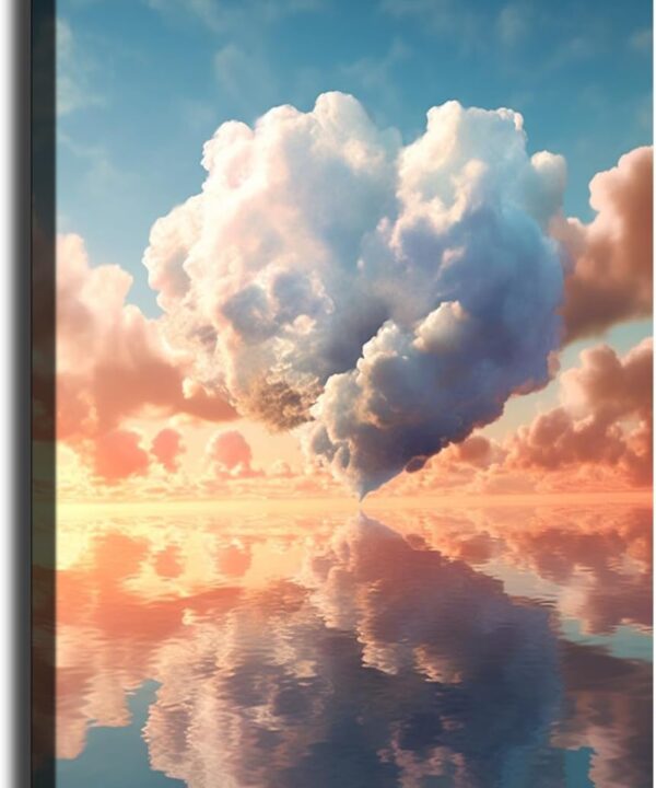 Heart Shaped Cloud Landscape Aesthetic Canvas Poster Holiday Gift HD Wall Art Paintings Canvas Wall Modern Home Aesthetic Decor Living bad Room Decor art (2030inch-Unframed)