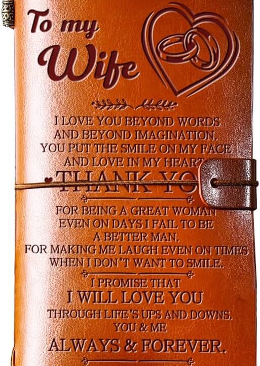 Giftrry Wife Gifts from Husband, To My Wife Leather Journal, 140 Page Wife Refillable Writing Journal, Anniversary Wedding Christmas Gifts for Wife from Husband, Romantic Gifts for her