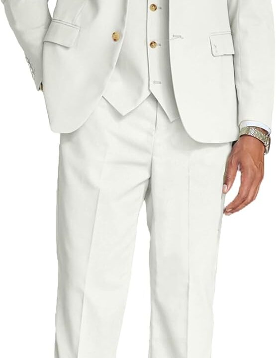 COOFANDY Men's 3 Piece Linen Suits Casual Lightweight Blazer Jackets Vest Pants Set for Wedding Business Prom