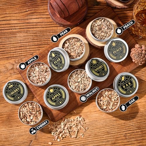 Whiskey Smoker Kit with Torch – 6 Flavors Wood Chips, 2 Glasses, 2 Ice Ball Molds – Cocktail Smoker Infuser Kit, Old Fashioned Drink Smoker Kit, Birthday Bourbon Whiskey Gifts for Men,Dad(NO Butane)