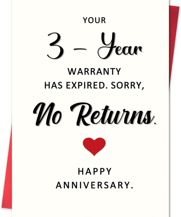 Smithtuy Funny 3rd Anniversary Card,3 Year Anniversary Card Gifts for Him Her Boyfriend Girlfriend,Leather Wedding Anniversary Cards Gifts for Husband Wife Couples Women Men