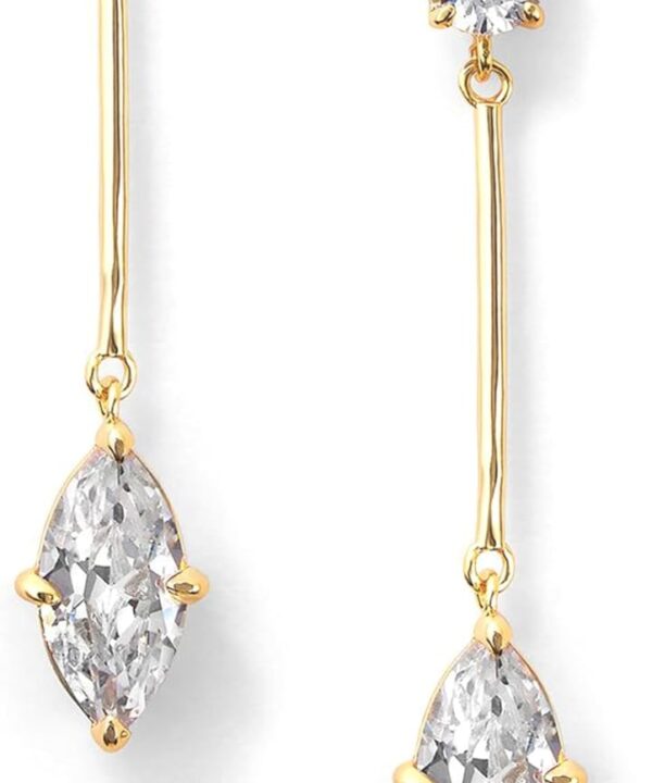 18K Gold Plated Cubic Zirconia Crystal Dangle Earrings for Women Hypoallergenic Long Marquise Diamond Drop Earrings Elegant Dangling Earrings for Bridal Minimalist Wedding Jewelry