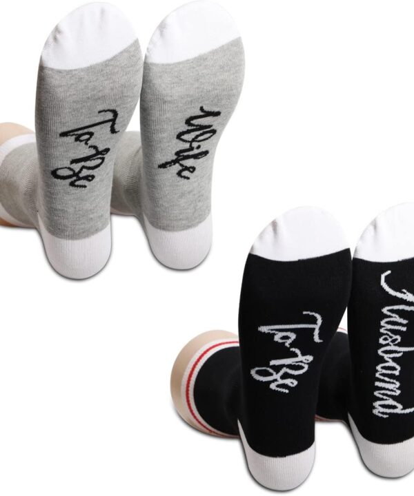 POFULL Husband & Wife To Be Gift - Novelty Couple Socks for Fiance & Engaged Couples