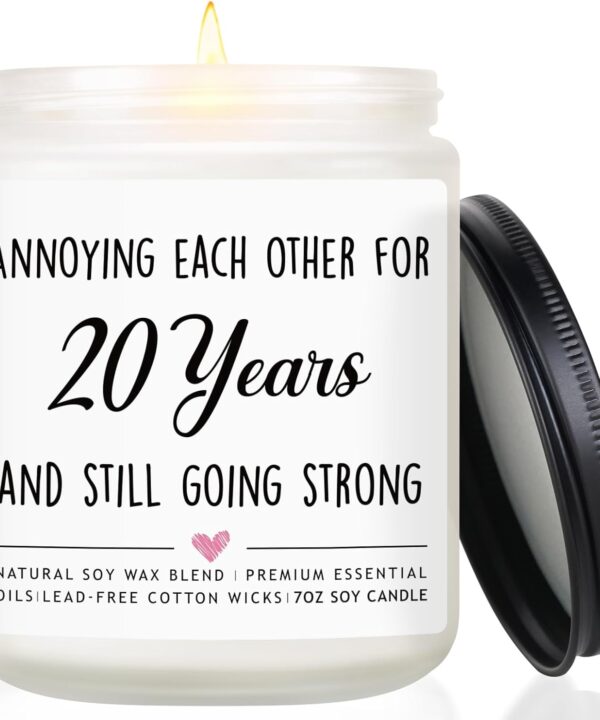 20 Year Anniversary, Gifts for Him Her, 20th Anniversary, Gifts for Couple, 20th Wedding Anniv. Candle Gift for Wife Husband, Funny Wedding Anniv. Decorations - Lavender Scent 7oz Candle