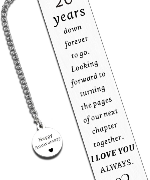 20th Anniversary, Gifts for Couple Him Her 20 Year Wedding China Anniversary Bookmark for Wife Husband or Parents - Twenty Anniv. for Women Men Platinum Anniversarys Marriage Presents for Men