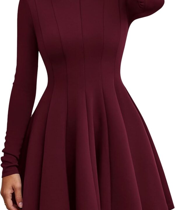 PRETTYGARDEN Fall Dresses for Women Elegant Classy 2026 Casual Long Sleeve Swing A Line Ruffle Short Homecoming Party Dress