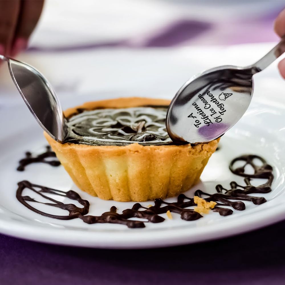 To A Lifetime of Ice Cream Together – 2 Pcs Spoon Set, His & Her Ice Cream Spoons, Perfect for Couples – Anniversary & Birthday Gifts