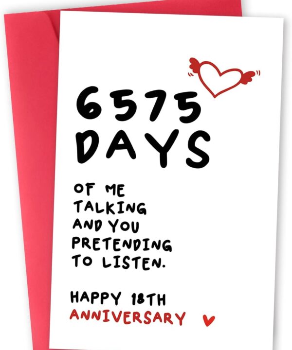 Romantic 18th Anniversary Card for Him Her, Cute 18 Year Anniversary Card Gift for Couple, Sweet 18th Wedding Anniversary Cards for Parents, Unique Eighteen Years Married Gift Idea