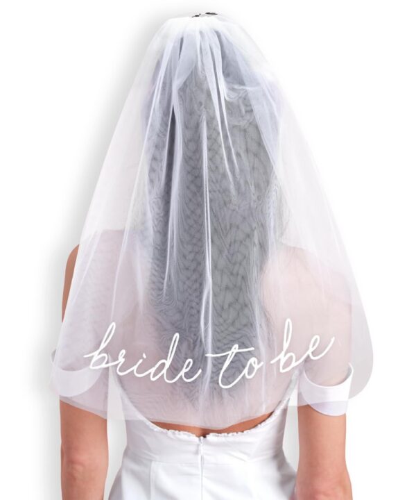 xo, Fetti Bachelorette Bride To Be Embroidered Veil | BachParty Accessory, Bride To Be Headband Decorations, White Headpiece Bridal Shower Gift, Engagement Supplies, Wedding, Bridesmaid Favors