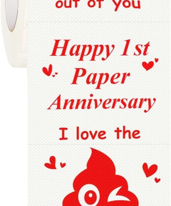 Happy Anniversary Toilet Paper Roll Funny 1st Anniversary for Men and Women Valentines Funny Novelty Wedding or Dating One Year Present for Him or Her Party Decorations Supplies