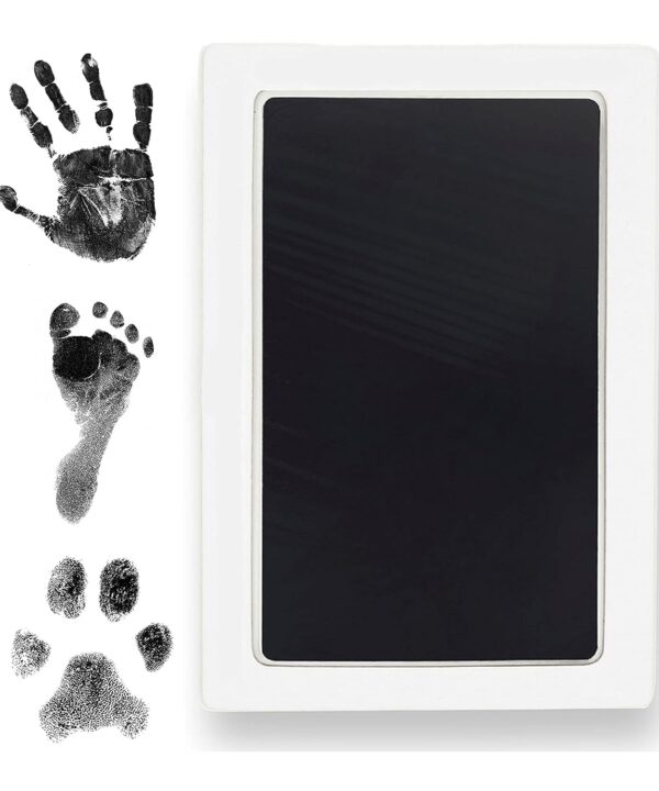 Clean Touch Ink Pad for Baby Handprints and Footprints  Inkless Infant Hand & Foot Stamp  Safe for Babies, Doesnt Touch Skin  Perfect Family Memory or Gift  Black Print Kit by Tiny Gifts