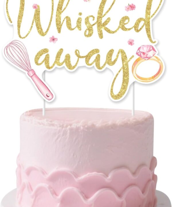 Kreatwow Kitchen Themed Bridal Shower Cake Decorations Pink Soon To Be Whisked Away Cake Topper 5.51x4.4 Inches Kitchen Theme Baking Decor Floral Cooking Bachelorette Decor for Chef Cooking Wedding