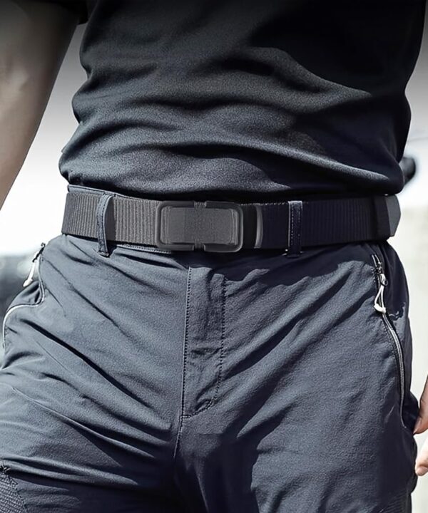 Men's Ratchet Belt with No-Scratch Buckle - Adjustable Nylon Webbed Belt for Jeans,Casual & Business Wear