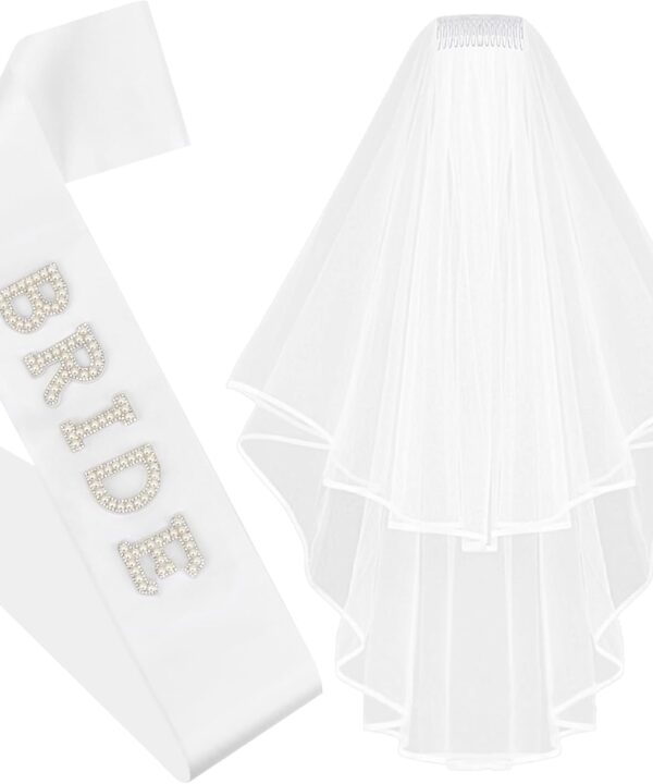 Chanaco Bride to Be Sash Bachelorette Party Favors Decorations Wedding Accessories White Veil Bridal Shower Sashes Gifts