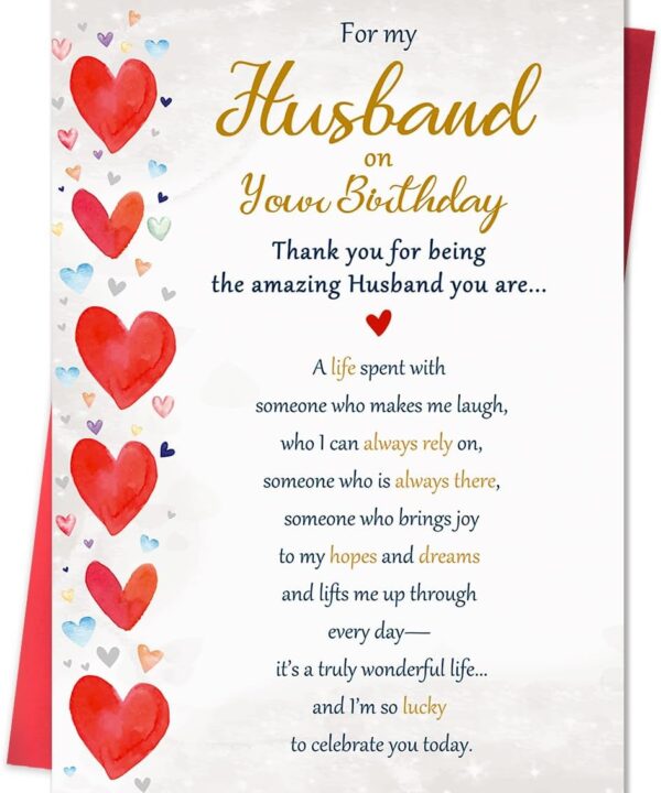 Beixian Funny Birthday Card Gifts for Husband from Wife, Happy Birthday Decorations for Men-8x5.3 Inches, Double-Sided