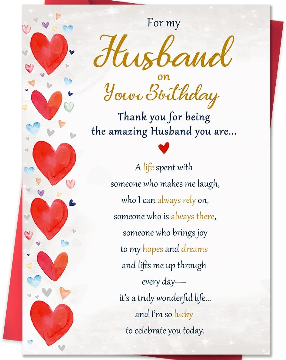 Beixian Funny Birthday Card Gifts for Husband from Wife, Happy Birthday Decorations for Men-8x5.3 Inches, Double-Sided